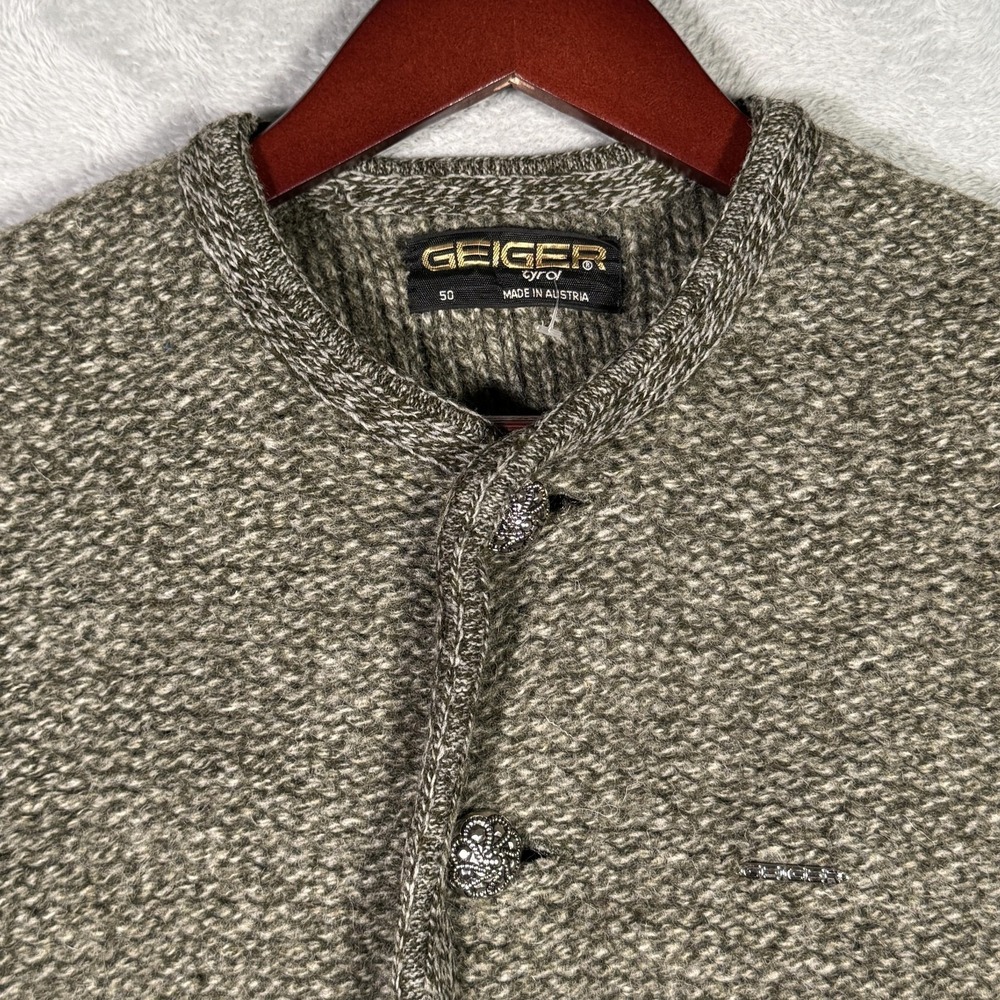 Geiger Tyrol Sweater Mens 50 Gray Boiled Wool Button Front‎ Cardigan Austria